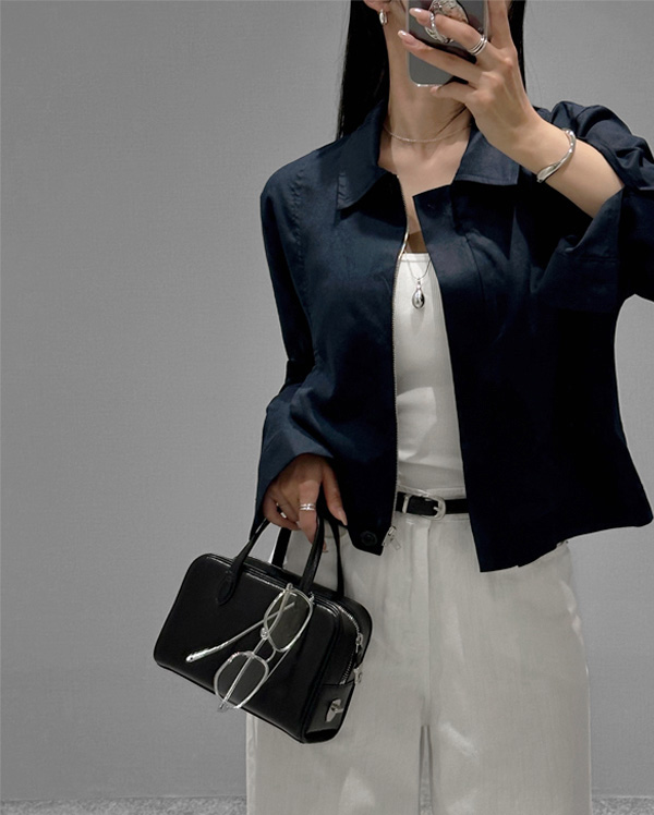 린넨 카라 블루종