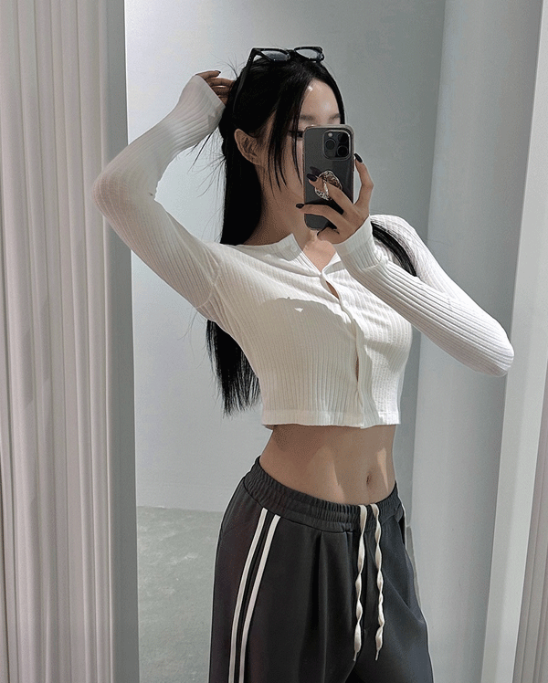 버튼 크롭 가디건 (*2COLOR) 
