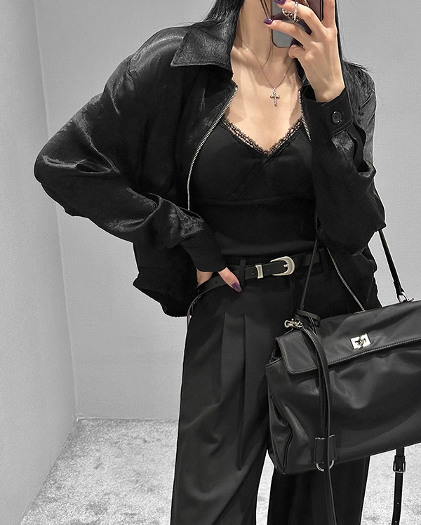 새틴 글리터 블루종