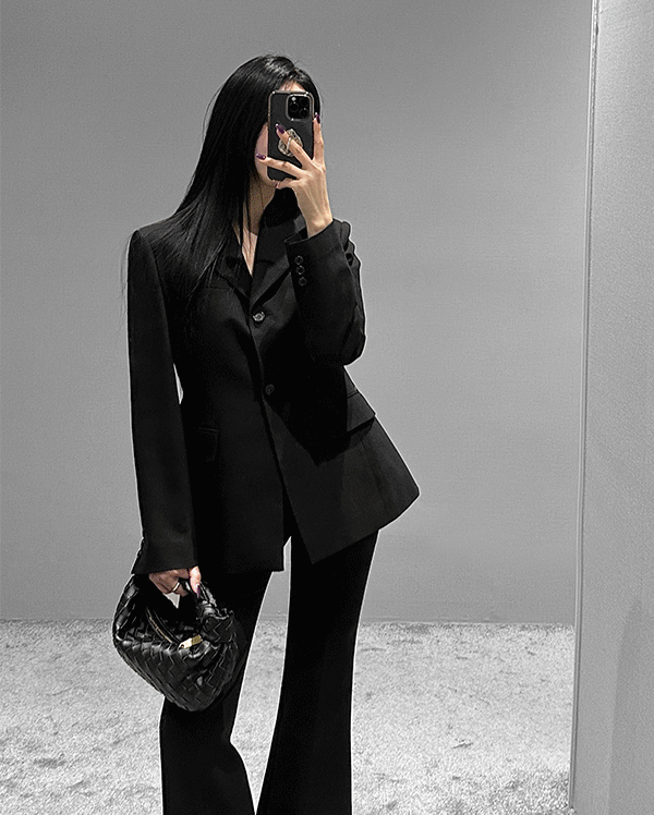 린넨 투 버튼 라인 자켓