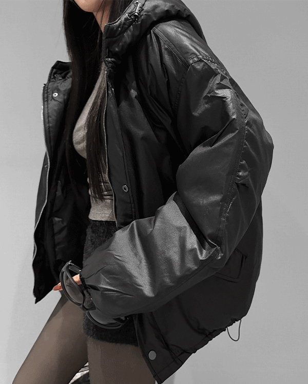 샤인 매트 패딩 점퍼