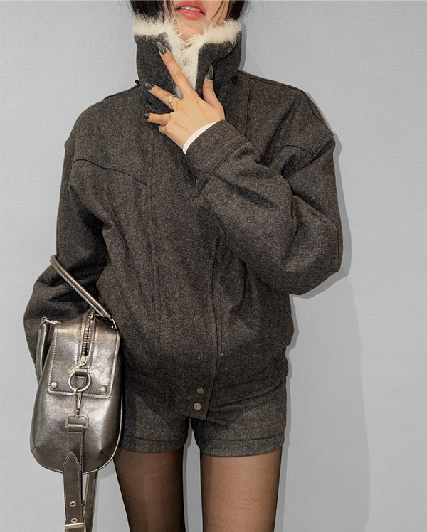 [퍼 누빔 안감] 로그 카라 퍼 블루종