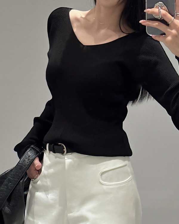 양브이 골지 니트