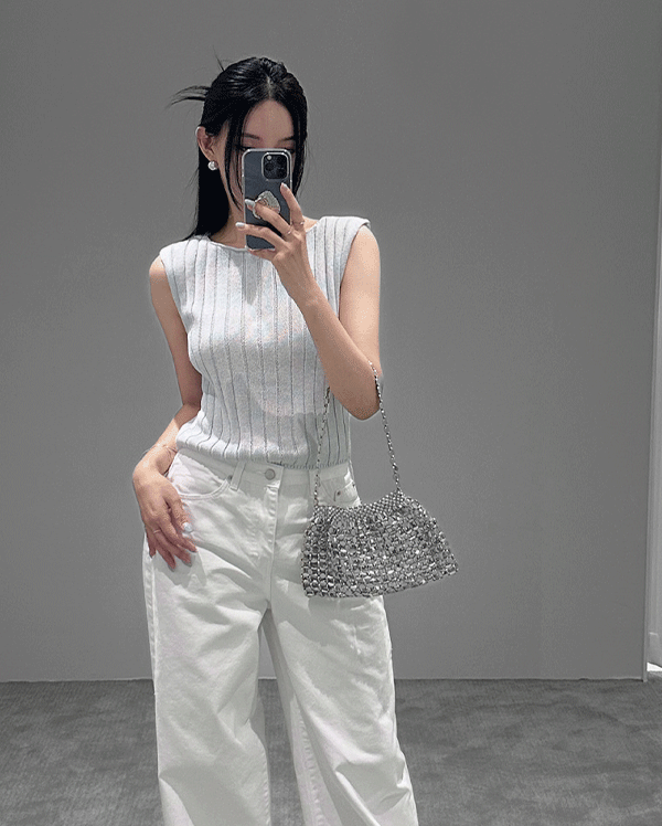 로프 골지 니트 나시 (*3COLOR)