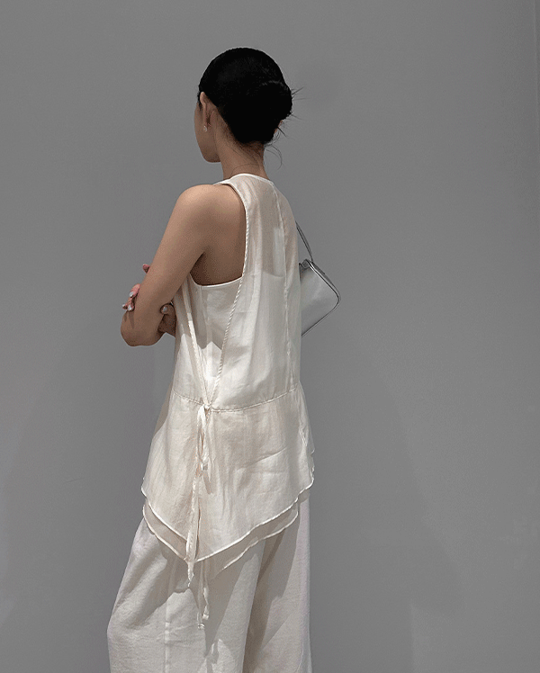 시어 언발 스트랩 블라우스 (*2COLOR)