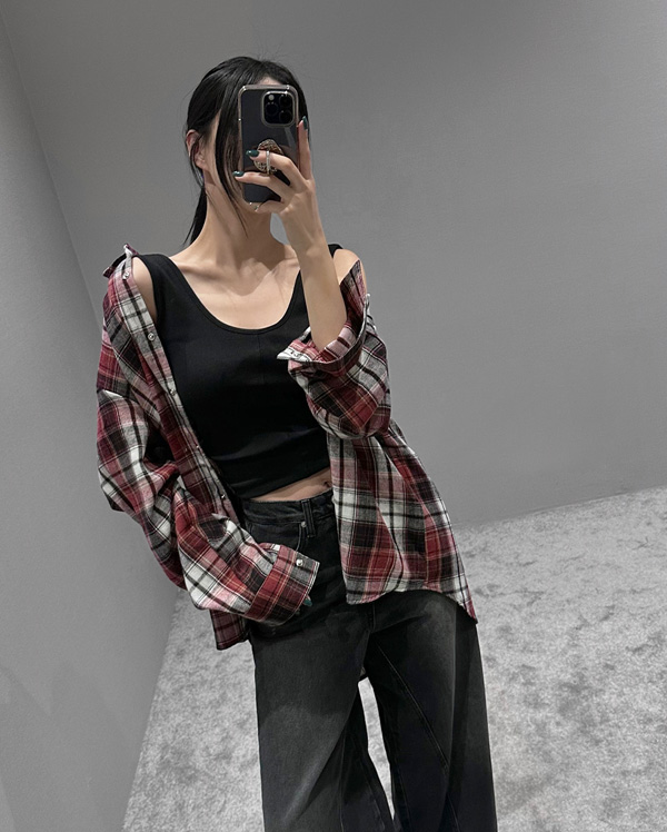 [MADE BY] [당일배송] [블랙/차콜]  피그 절개 나시