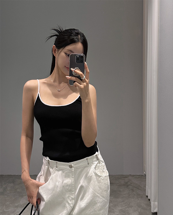 로로 배색 나시 (*5COLOR)