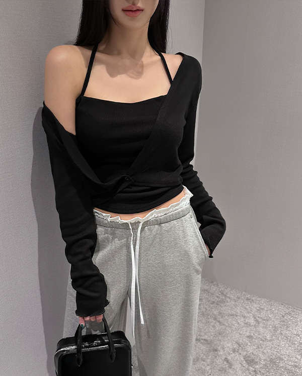 딜라잇 홀터 나시 가디건 세트