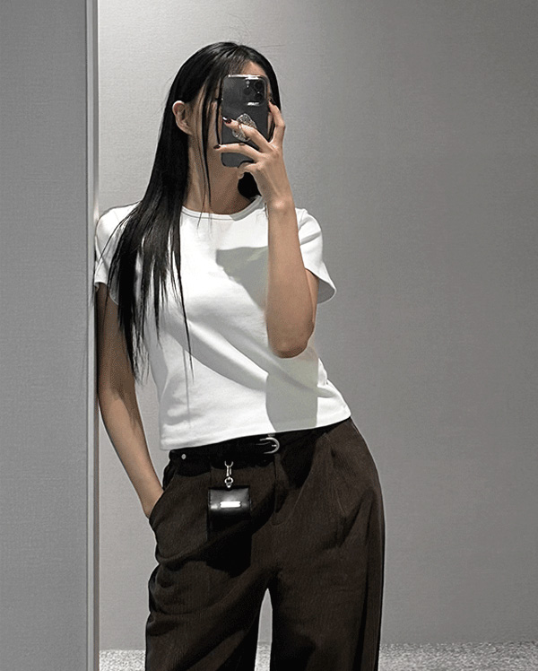 베이직 기모 반팔 티셔츠