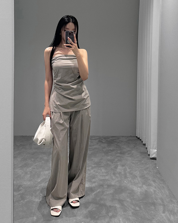 딘 와이드 핀턱 팬츠