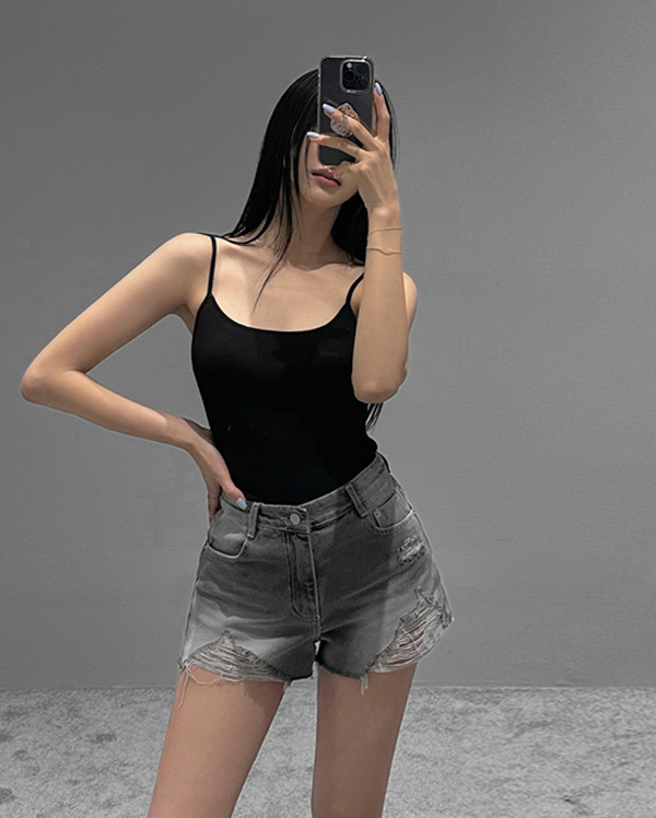 데미지 데님 쇼츠