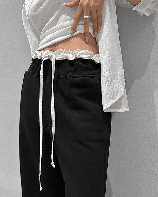 오비 프릴 밴딩 팬츠