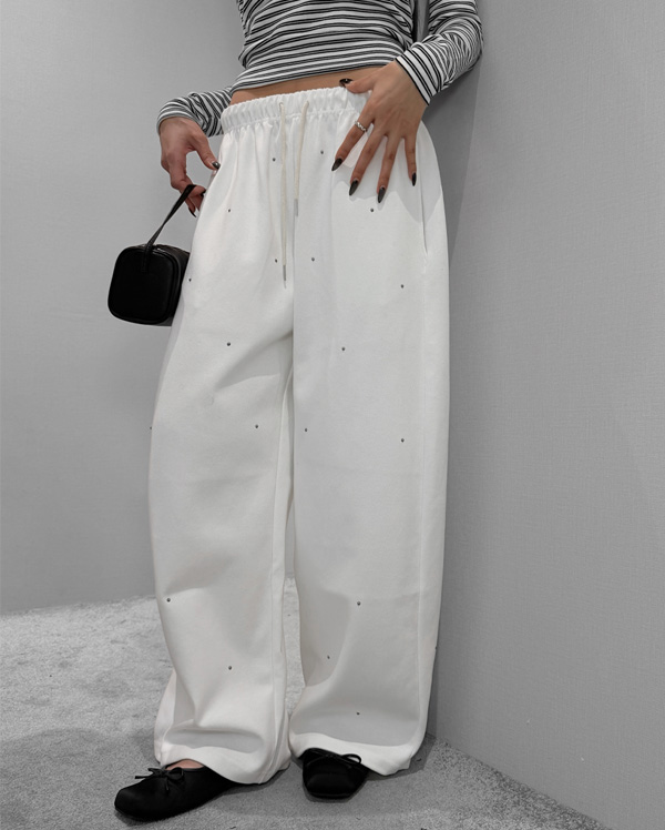 스터드 벌룬 와이드 팬츠