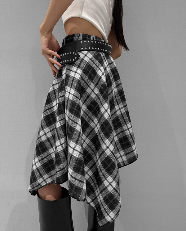테이큰 체크 밴딩 스커트