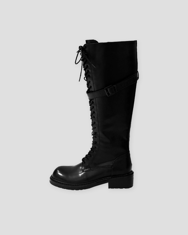 [당일배송] [블랙 250] 레이스업 롱 부츠